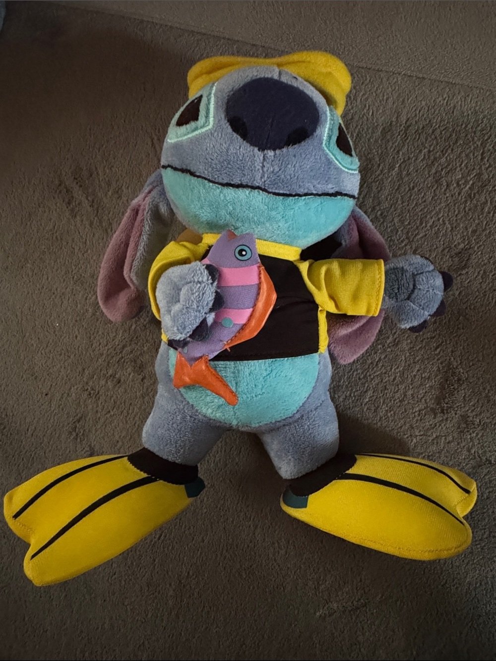 NWOT Stitch Plush in Yellow Dive Outfit with Fish